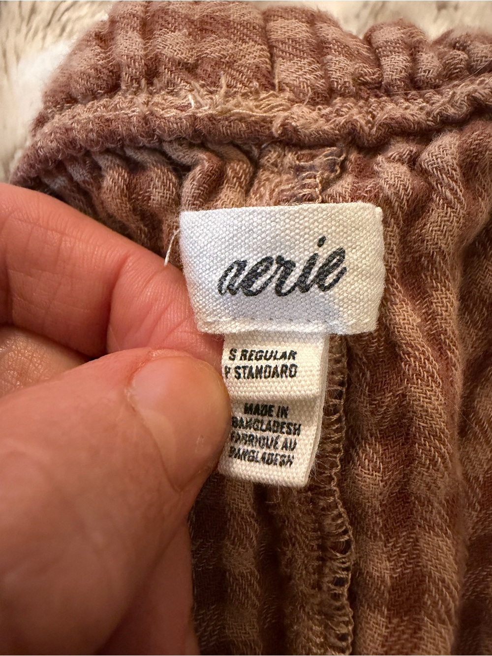 Aerie Brown Plaid Gauze Jogger Pants Earthy Grunge Cottagecore Lounge - Picture 3 of 10